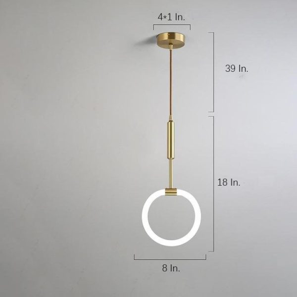 Circle LED Gold Modern Pendant Light Hanging Lamp Island Lights Chandelier - Image 9
