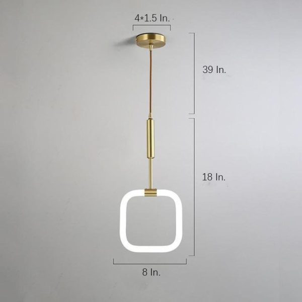 Rounded Square Pendant Light Copper Acrylic Geometrical LED Kitchen Lighting - Image 5