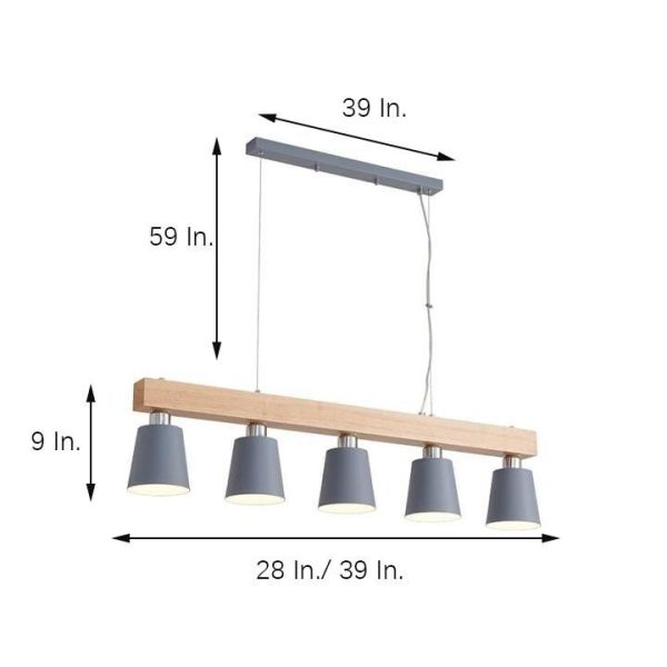 Row Of Lights Farmhouse Pendant Light Metal Wood Bamboo Pendant Lighting - Image 10