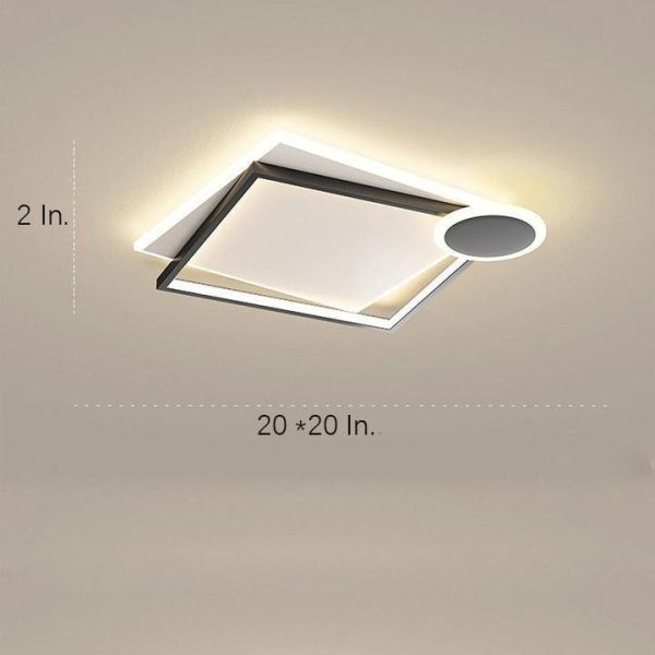 Squares Circle Metal Offset Flush Mount Light LED Bedroom Ceiling Lights - Image 7