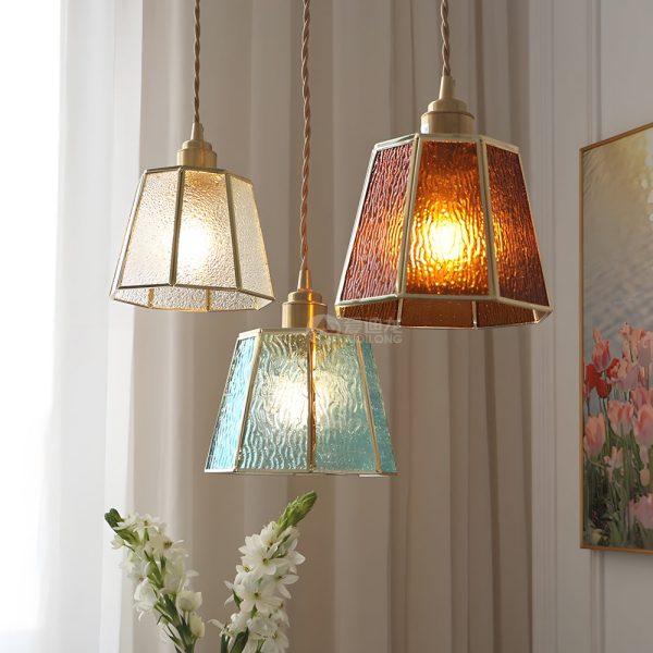 Elegant Brass and Glass Polygonal 4W LED Pendant Light - Adjustable Height