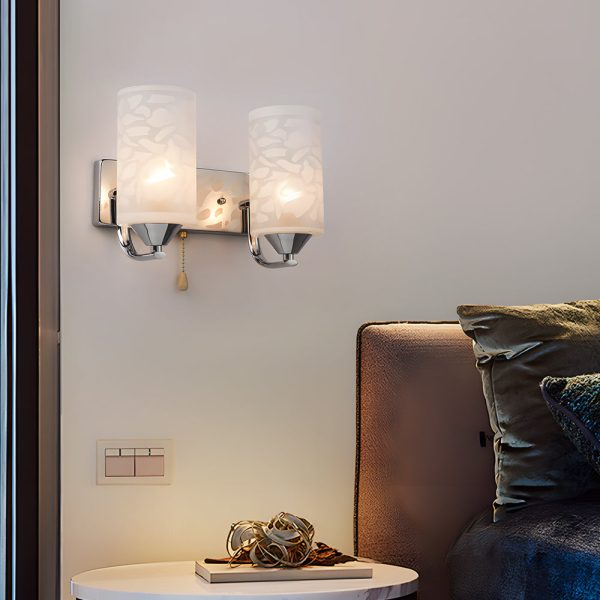 Elegant Cylindrical Double-Headed Glass Wall Sconce