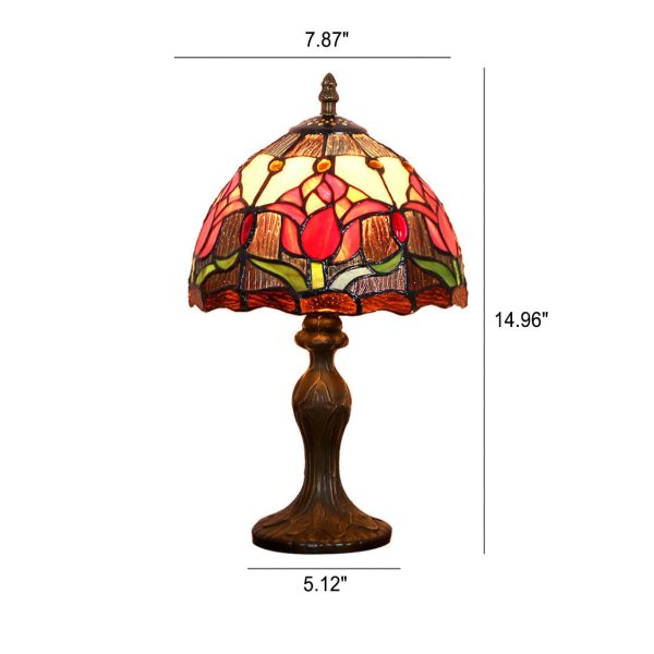 Tiffany Rustic Tulip Stained Glass Round 1-Light Table Lamp - Image 9