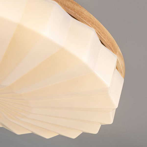 Japanese Minimalist Round Wood Acrylic LED Flush Mount Lighting - Image 4