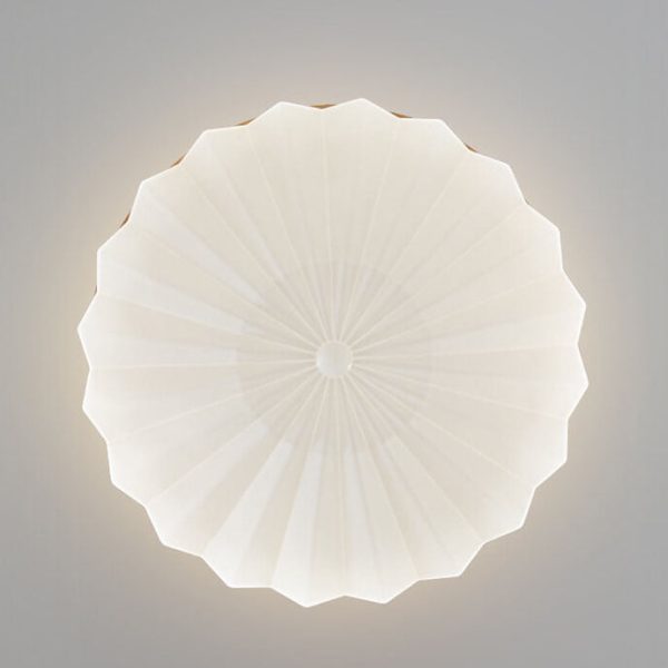 Japanese Minimalist Round Wood Acrylic LED Flush Mount Lighting - Image 6