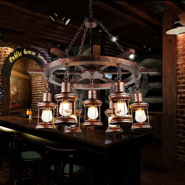Vintage Nautical 3/7-Light Metal Lantern Chandeliers - Image 4