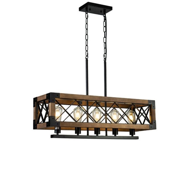 Rustic Industrial Linear Chandelier for Dining Rooms Farmhouse Rectangular/Square Light Fixture - Image 17