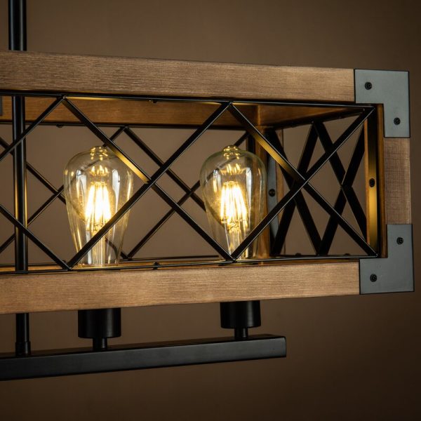 Rustic Industrial Linear Chandelier for Dining Rooms Farmhouse Rectangular/Square Light Fixture - Image 18