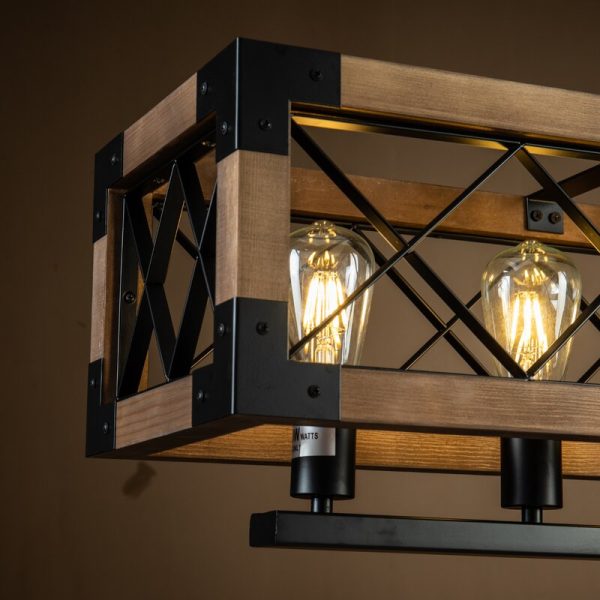 Rustic Industrial Linear Chandelier for Dining Rooms Farmhouse Rectangular/Square Light Fixture - Image 19