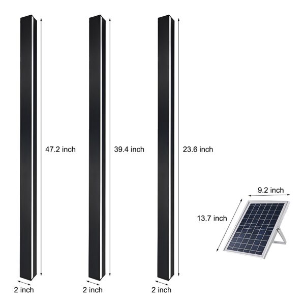 Minimalist Long Strip LED Waterproof Black Modern Solar Wall Sconce Lighting - Image 8