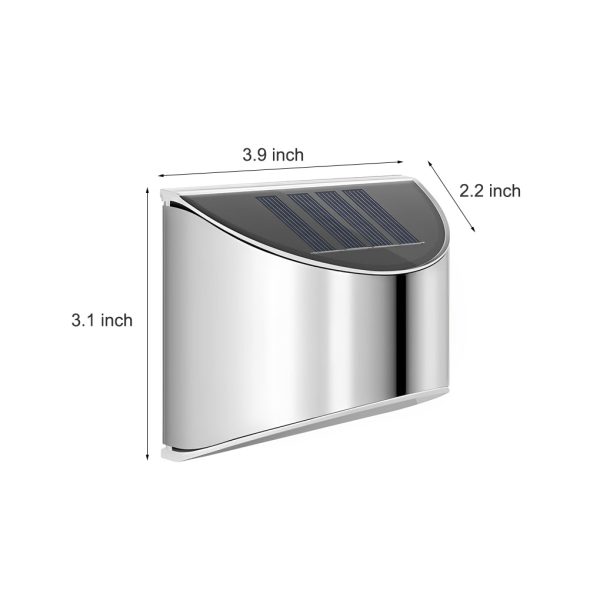 Stainless Steel Minimalist Waterproof Silver Modern Solar Wall Lamp - Image 9