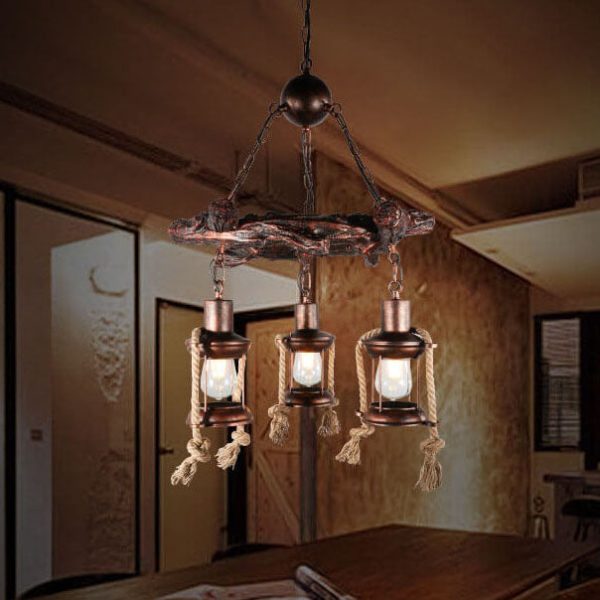 Vintage Nautical 3/7-Light Metal Lantern Chandeliers