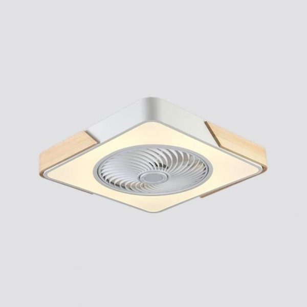 21'' LED Round Square Flush Mount Bladeless Ceiling Fan Lights - Image 4