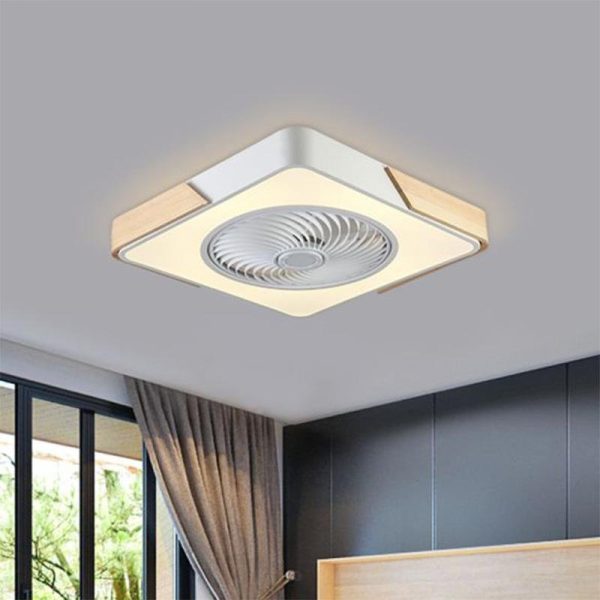 21'' LED Round Square Flush Mount Bladeless Ceiling Fan Lights - Image 2