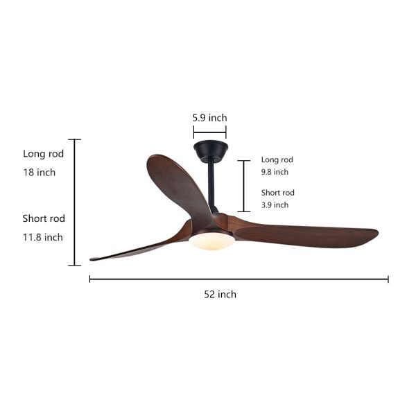 Retro Solid Wood Frequency Conversion Silent Dimming Ceiling Fan with Lights - Image 8
