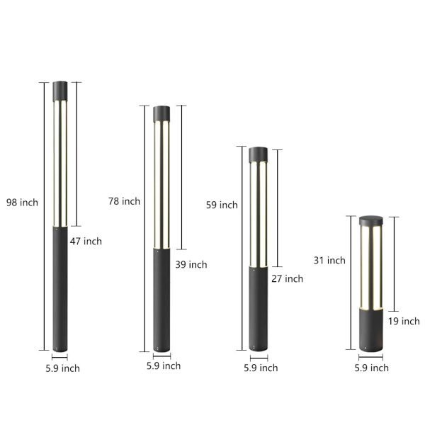 Cylinder Shaped LED Black Modern Outdoor Post Lights Pole Lamp Path Lights - Image 7