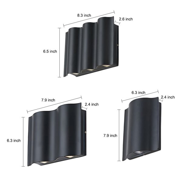 Arc Waterproof Wave Wall Sconces Outdoor Cool LED Up and Down Wall Mounted Lights - Image 7
