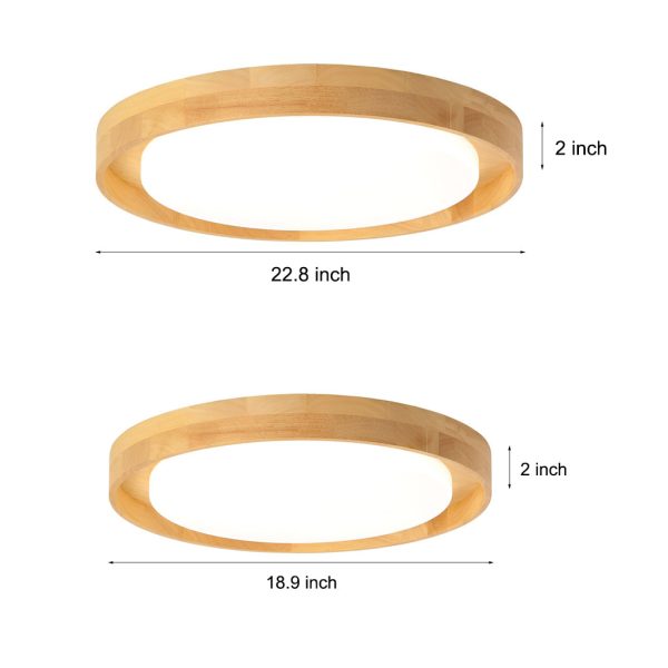 Round Dimmable LED Wooden Nordic Ceiling Lights Fixture Flush Mount Ceiling Lamp - Image 6