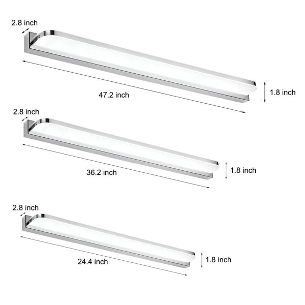 LED Bathroom Vanity Light with Wall-Mounted Panel and Polished Iron Trim - Image 9