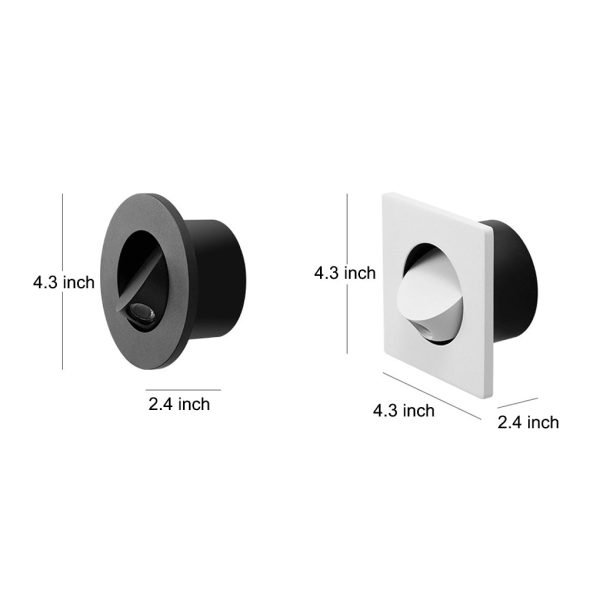 Round Square Adjustable 3W LED Recessed Nordic Wall Lamp Sconce Lighting - Image 9