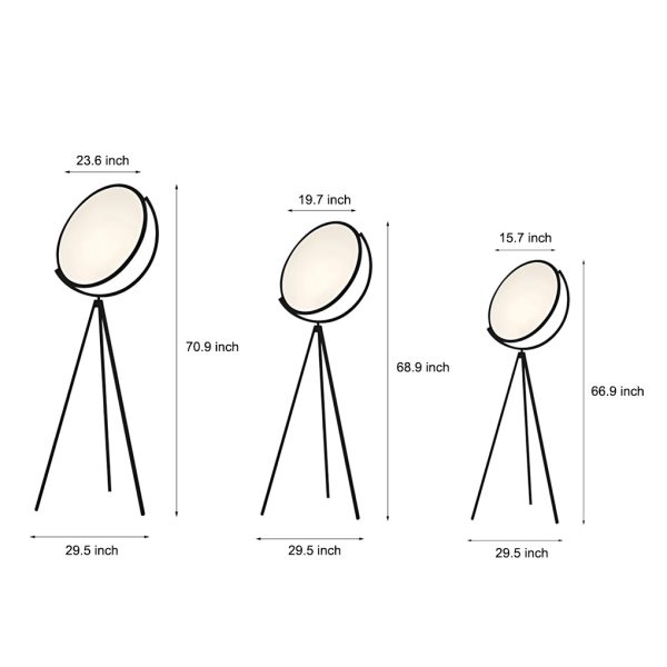 Black Metal and Rotating LED Tripod Floor Lamp - Image 9