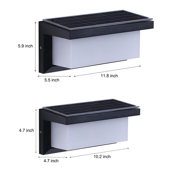 Rectangle Waterproof Light Control Induction Black Modern Solar Sconces - Image 8