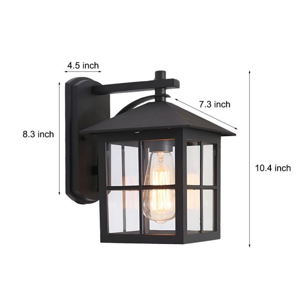 Antique Lantern Shaped Glass Waterproof Black Modern Wall Sconce Lighting - Image 10