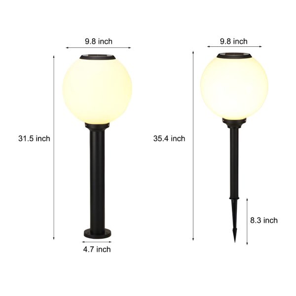 Adjustable Brightness LED Solar Pathway Lights Round Ball Design - Image 12