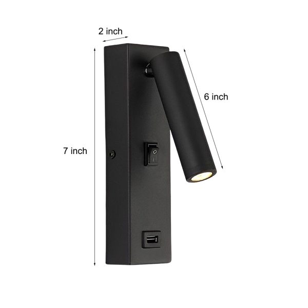 Rectangular Adjustable LED Modern Wall Lamp with Switch USB Charging Port - Image 6