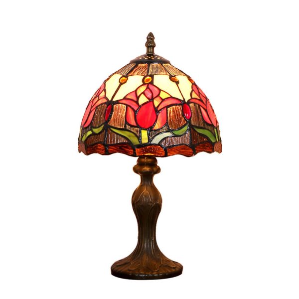 Tiffany Rustic Tulip Stained Glass Round 1-Light Table Lamp - Image 10