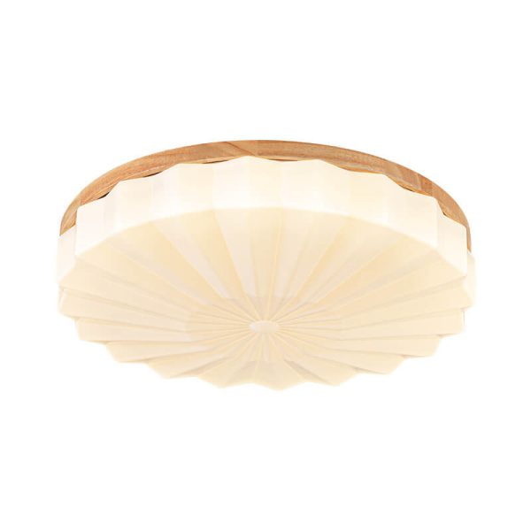 Japanese Minimalist Round Wood Acrylic LED Flush Mount Lighting - Image 17