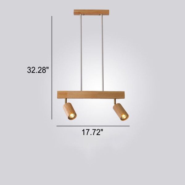 Nordic Minimalist Solid Wood Spotlight Track 2/3/4 Light Chandelier - Image 7