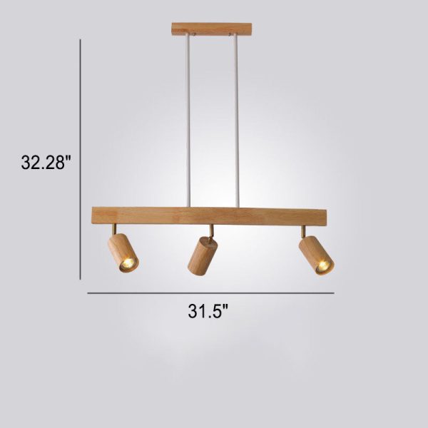 Nordic Minimalist Solid Wood Spotlight Track 2/3/4 Light Chandelier - Image 8