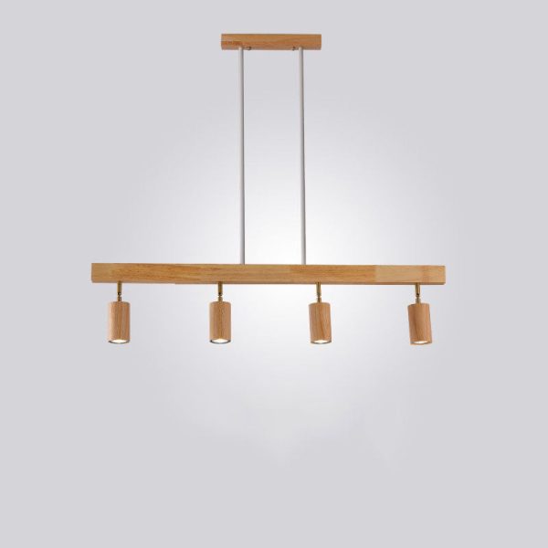 Nordic Minimalist Solid Wood Spotlight Track 2/3/4 Light Chandelier - Image 6