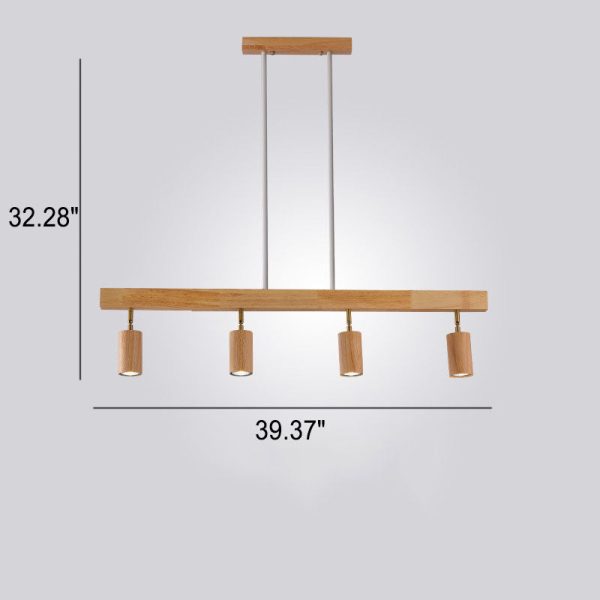 Nordic Minimalist Solid Wood Spotlight Track 2/3/4 Light Chandelier - Image 9