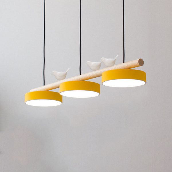 Nordic Creative Round Resin Bird Wood Linear Island Light LED Chandelier - Image 12