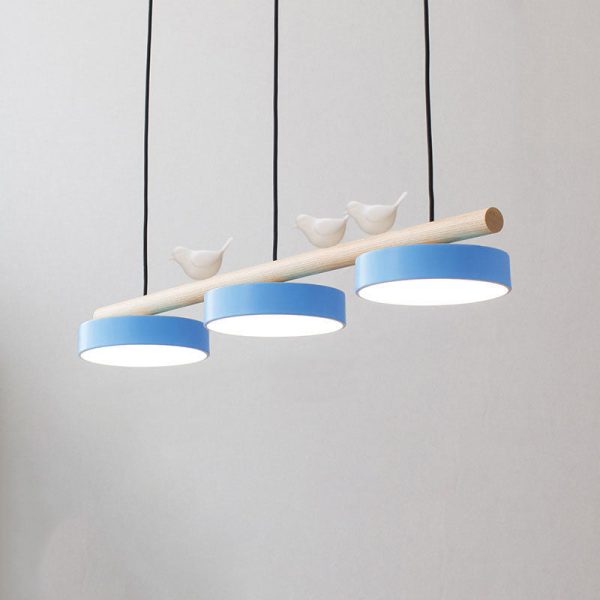 Nordic Creative Round Resin Bird Wood Linear Island Light LED Chandelier - Image 9