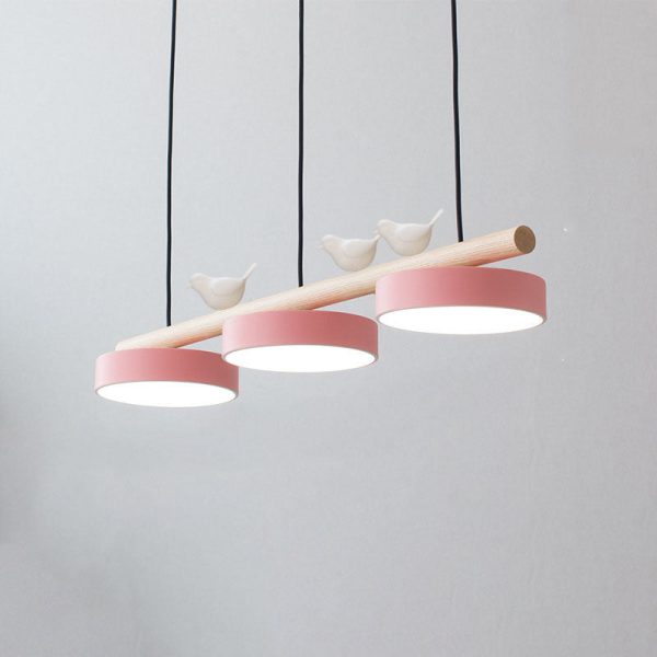 Nordic Creative Round Resin Bird Wood Linear Island Light LED Chandelier - Image 11