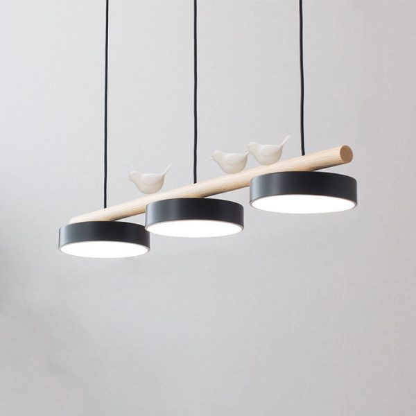 Nordic Creative Round Resin Bird Wood Linear Island Light LED Chandelier - Image 10
