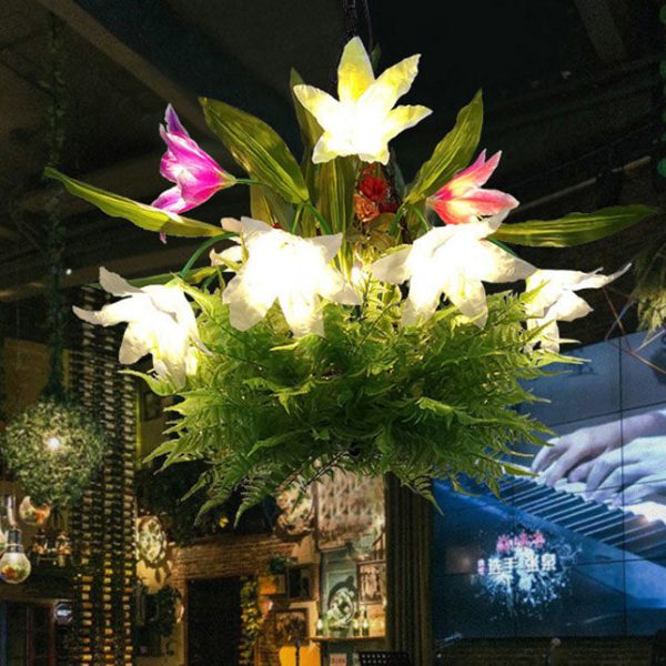 Modern Creative Simulation Plant Flowers Iron 12/13-Light Chandelier - Image 4