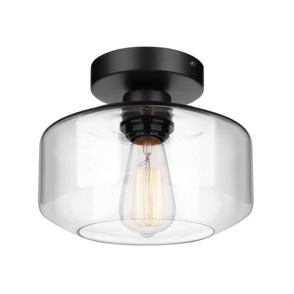 Clear Glass 1-Light Dome Semi-Flush Mount Lighting - Image 9