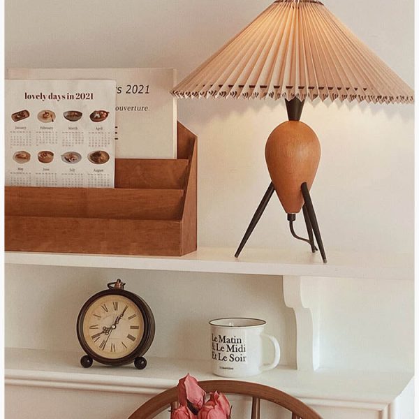 Vintage Bucket Pleated 1-Light Standing Table Lamp - Image 12