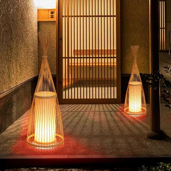 Bamboo Weaving 1-Light Hut Shaped Standing Floor Lamps - Image 4