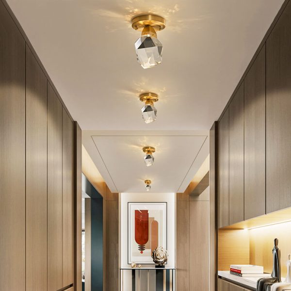Crystal 1-Light Diamond Shade  Semi-Flush Mount Lighting - Image 3