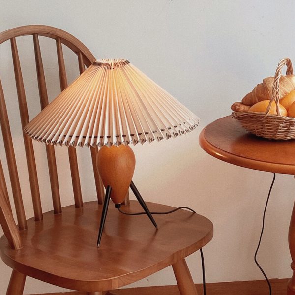 Vintage Bucket Pleated 1-Light Standing Table Lamp - Image 2