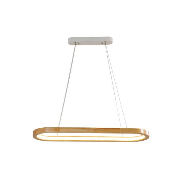 Modern Minimalist Wooden Linear Round 1-Light LED Chandeliers - Image 6