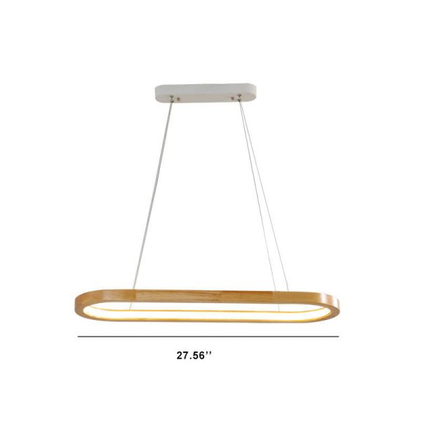 Modern Minimalist Wooden Linear Round 1-Light LED Chandeliers - Image 7