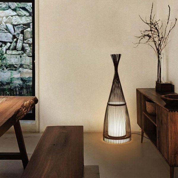Bamboo Weaving 1-Light Hut Shaped Standing Floor Lamps - Image 5