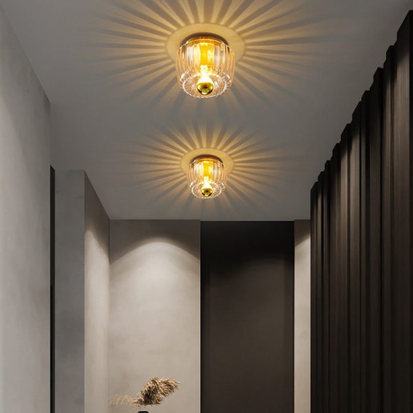 Modern Luxury Glass Sun Shape Full Copper Dual Purpose 1-Light Flush Mount Light - Image 2