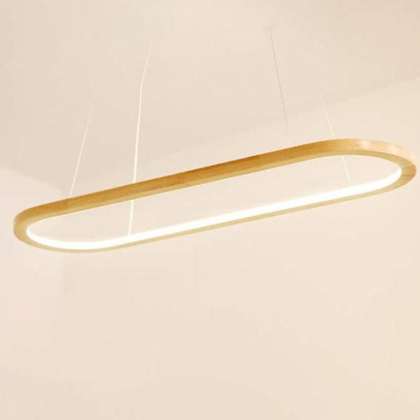 Modern Minimalist Wooden Linear Round 1-Light LED Chandeliers - Image 10